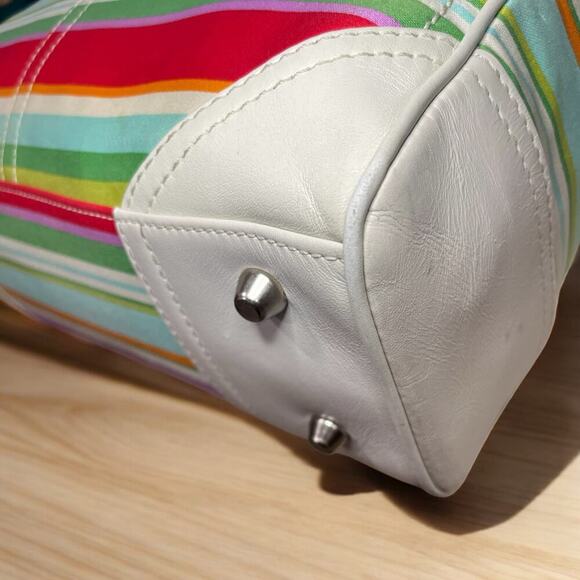 Y2K Coach F10704 Hamptons Stripe Satchel Bag & Large Wristlet - Picture 14 of 16